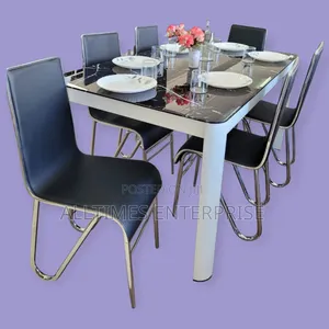 Executive Marble Glass Top Six Sitter Dinning Table
