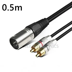 XLR Male to 2 X Phono Phonos Rca Rcas Plug Cable Adaptor