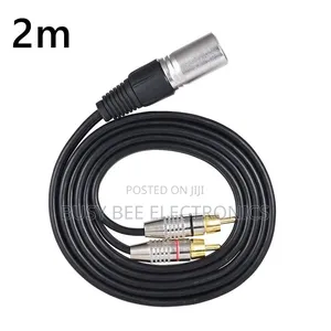 2m XLR Male to 2 X Phono Phonos Rca Rcas Plug Cable Adaptor