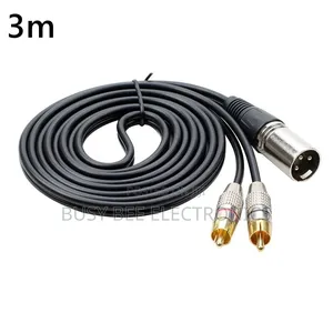 3m XLR Male to 2 X Phono Phonos Rca Rcas Plug Cable Adaptor