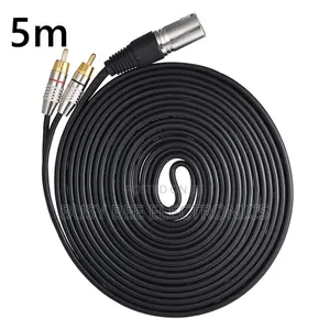 5m XLR Male to 2 X Phono Phonos Rca Rcas Plug Cable Adaptor
