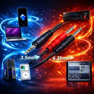 1.2m 3.5mm Stereo Jack to 2x 6.35mm Big Mono Jack Left/Right Cable