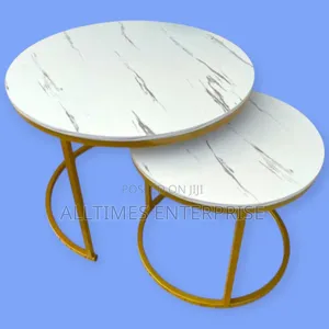 White Nesting Coffee Table Marble Effect (Mdf)