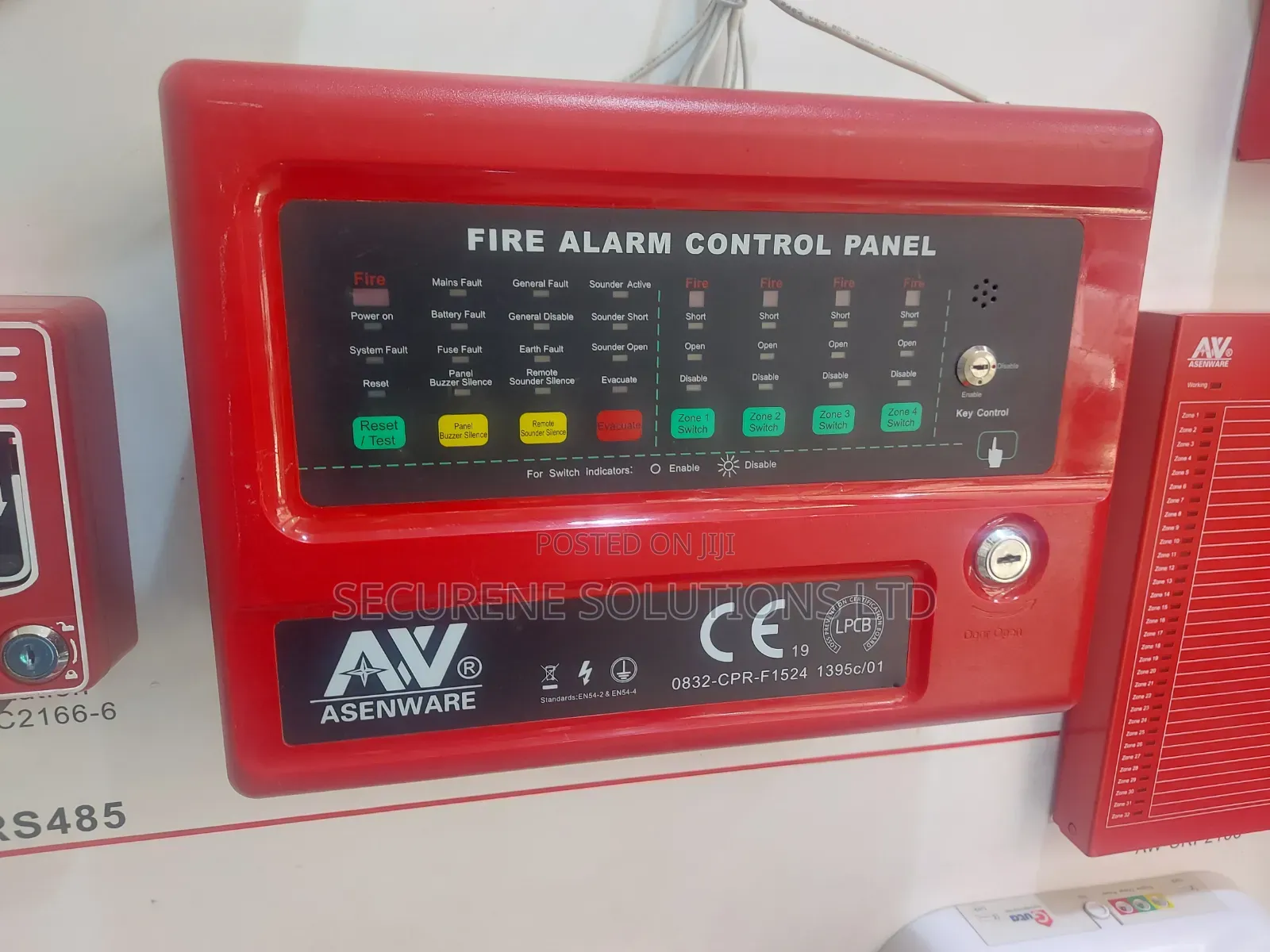 Red Asenware Aw-Cfp2166 Series Conventional Fire Alarm Control Panel.