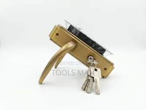 Premium Brass Finish Mortise Door Handle Lock Set With Keys.
