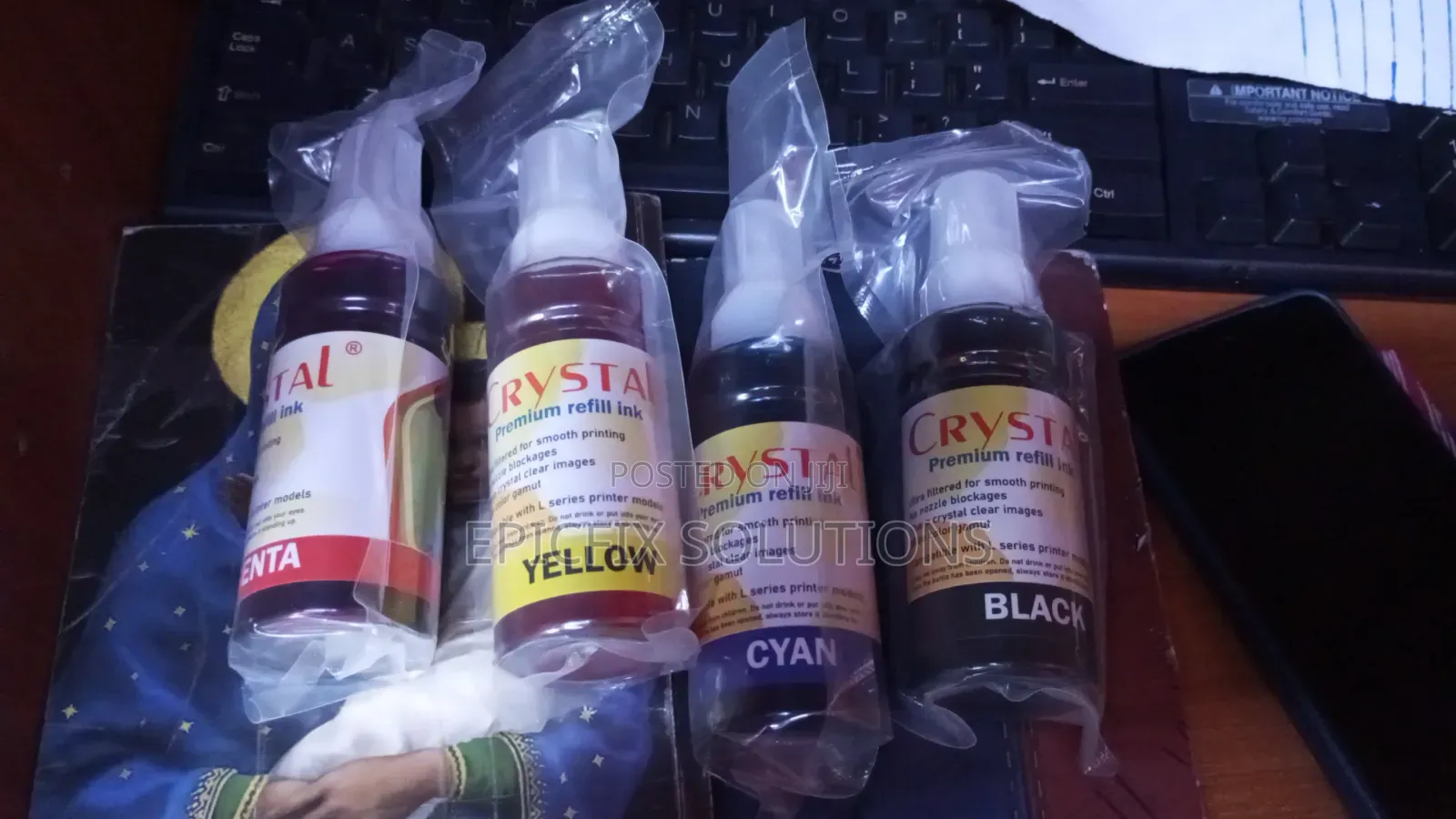 4 Color Epson Crystal Inks Available