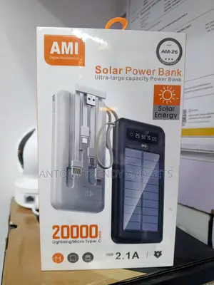 Ami Am-26 Solar Power Bank Built-in Cables 20000mah