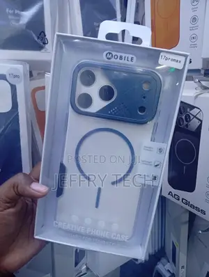 iPhone 17 Pro Max With a Clear Back and Blue Camera Frame.