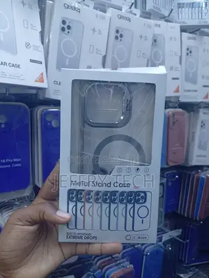iPhone 16 Pro Max Transparent, Crystal-Clear "Metal Stand Case