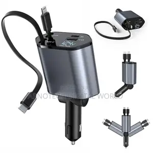 120w Universal Retractable Car Charging Adapter With Cable