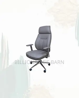 High-Quality Grey Leather Office Chair High Back Chrome Base Now In