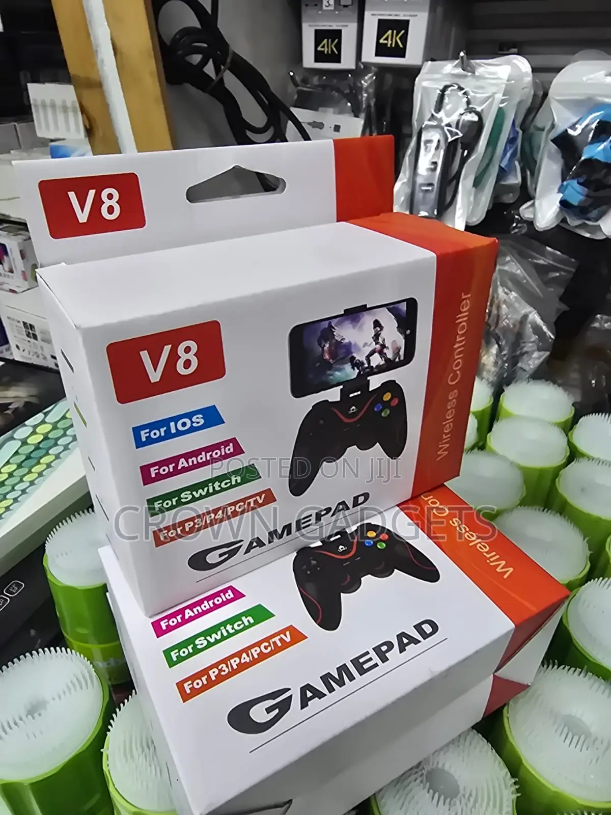 V8 Rechargeable Wireless Game Controller Dual Vibration