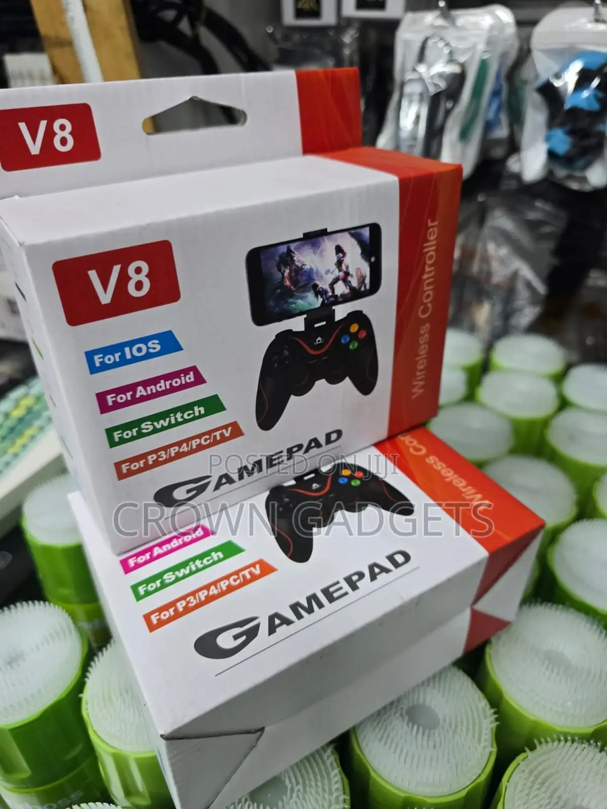 V8 Rechargeable Wireless Game Controller Dual Vibration