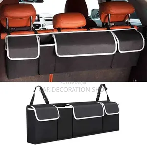 Foldable Trunk Organizer With White Trim Featuring Multiple Compartmen