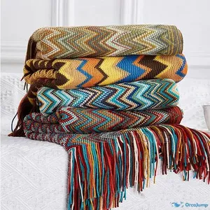 Culture Pattern Tasseled Throw Blanket