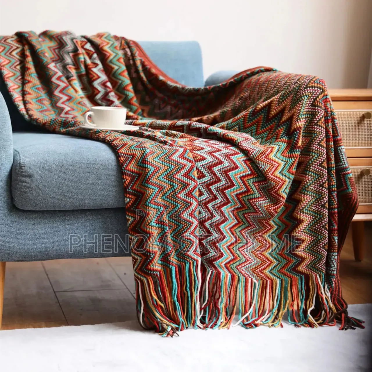 Culture Pattern Tasseled Throw Blanket