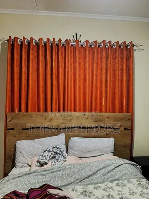 Orange Bedroom Privacy Window Curtains