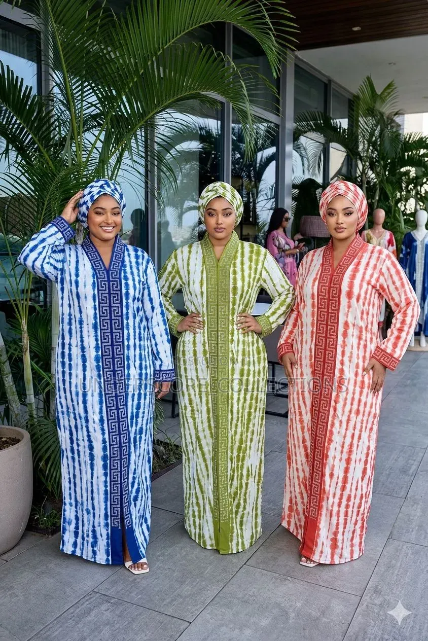 Ladies Multi-Colour Maxi Dress With Scurf
