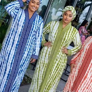 Ladies Multi-Colour Maxi Dress With Scurf