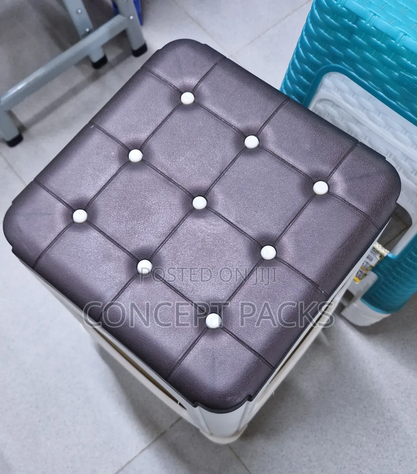 Kenpoly Brown Modern Plastic Button Stool.