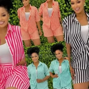 Modern Working Class Ladies Stripped Three Piece Short Suit
