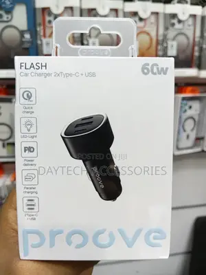 Proove Flash Car Charger (Qc+Pd) 2x Type-C + Usb 60w - Black