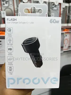 This Is a Proove Flash 60w Car Charger in Black.
