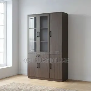 Office Cabinet :3-Door Wooden Executive Filing Cabinet -Glass Display
