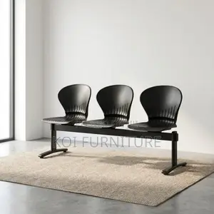 Office Bench : Black 3-Seater Reception Bench