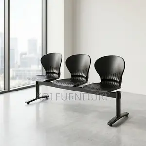 Office Bench : Black 3-Seater Reception Bench