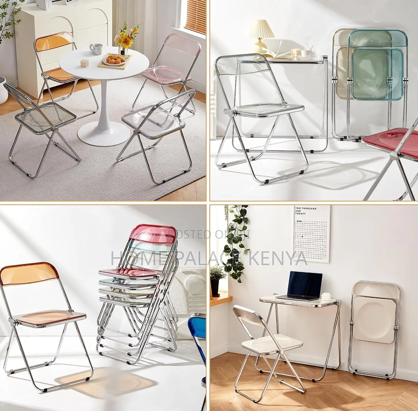 Foldable Chair: Stylish See Through Plastic Multipurpose Chairs