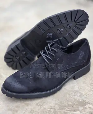 Black Suede Derby Shoes With Chunky Lug Soles.
