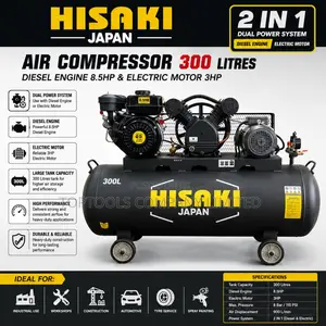 Hisaki Japan 2 in 1 Compressor 300 Litres With Diesel Engine 8.5hp