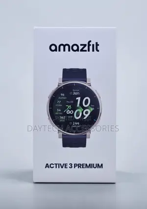 Amazfit Active 3 Premium Smartwatch in Black.