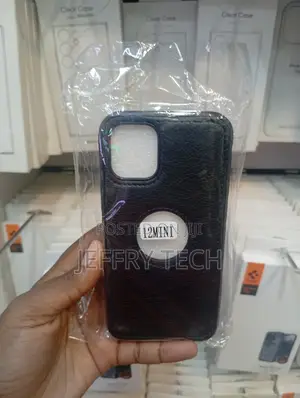 iPhone 12 Mini Dark Brown Textured Leather Back Cover Case
