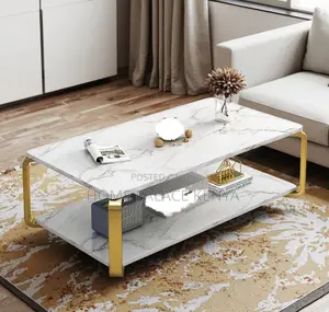 Marble Table: Luxury Marble and Solid Wood End Table With Iron Leg