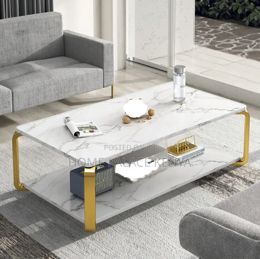 Marble Table: Luxury Marble and Solid Wood End Table With Iron Leg