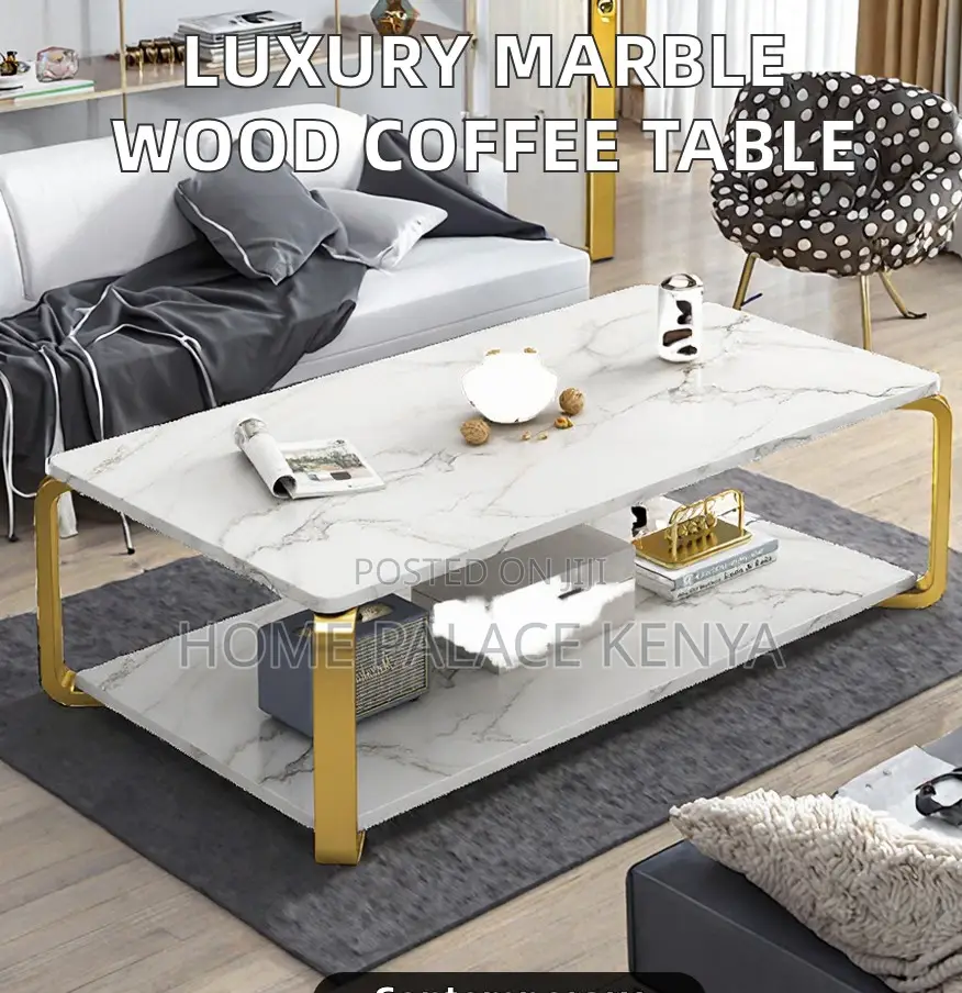 Marble Table: Luxury Marble and Solid Wood End Table With Iron Leg
