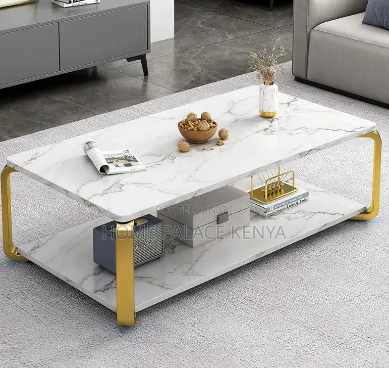 Marble Table: Luxury Marble and Solid Wood End Table With Iron Leg
