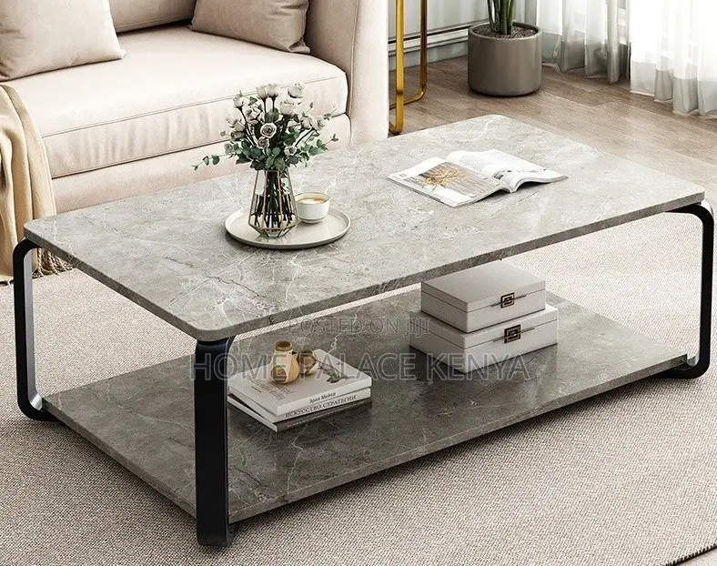 Marble Table: Luxury Marble and Solid Wood End Table With Iron Leg