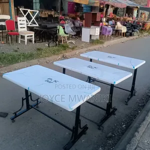 4 by 2 Restaurant Marble Table, White and Blue, With Branding.