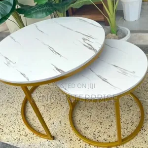 White Nesting Coffee Table Marble Effect (Mdf)