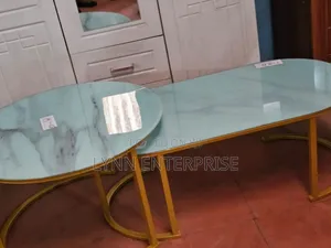 2 in 1 Marble Nesting Coffee Table (Glass Effect) White