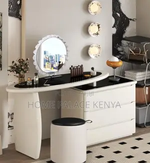 Vanity Table: Solid Wood MDF Led Makeup Dressing Table