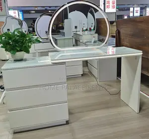 Vanity Table: Solid Wood MDF Led Makeup Dressing Table