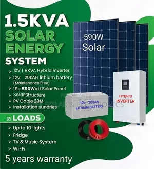 1.5kva Offgrid System - 200ah Lithium Battery - 590w Solar Home Kit