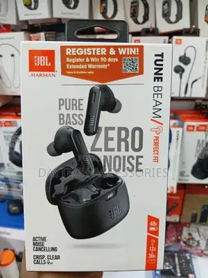 The JBL Tune Beam True Wireless Noise Cancelling Earbuds - Black