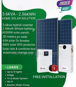 3.6kva Inverter - 2.56kwh Lithium Battery - (4)500w Home Solar Kit