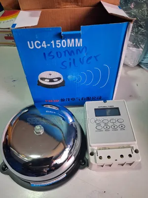 Auto Bell Timer Switch and 150mm Round Silver Bell Gong