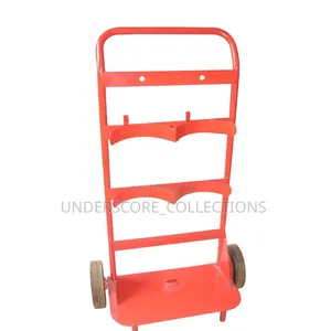 Red Metal Hand Trolley Designed for Transporting Cylinders